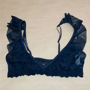 Hanky Panky black chiffon ruffle bralette size S